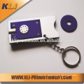 Promotional gift plastic led light keyring with coin holder for euro